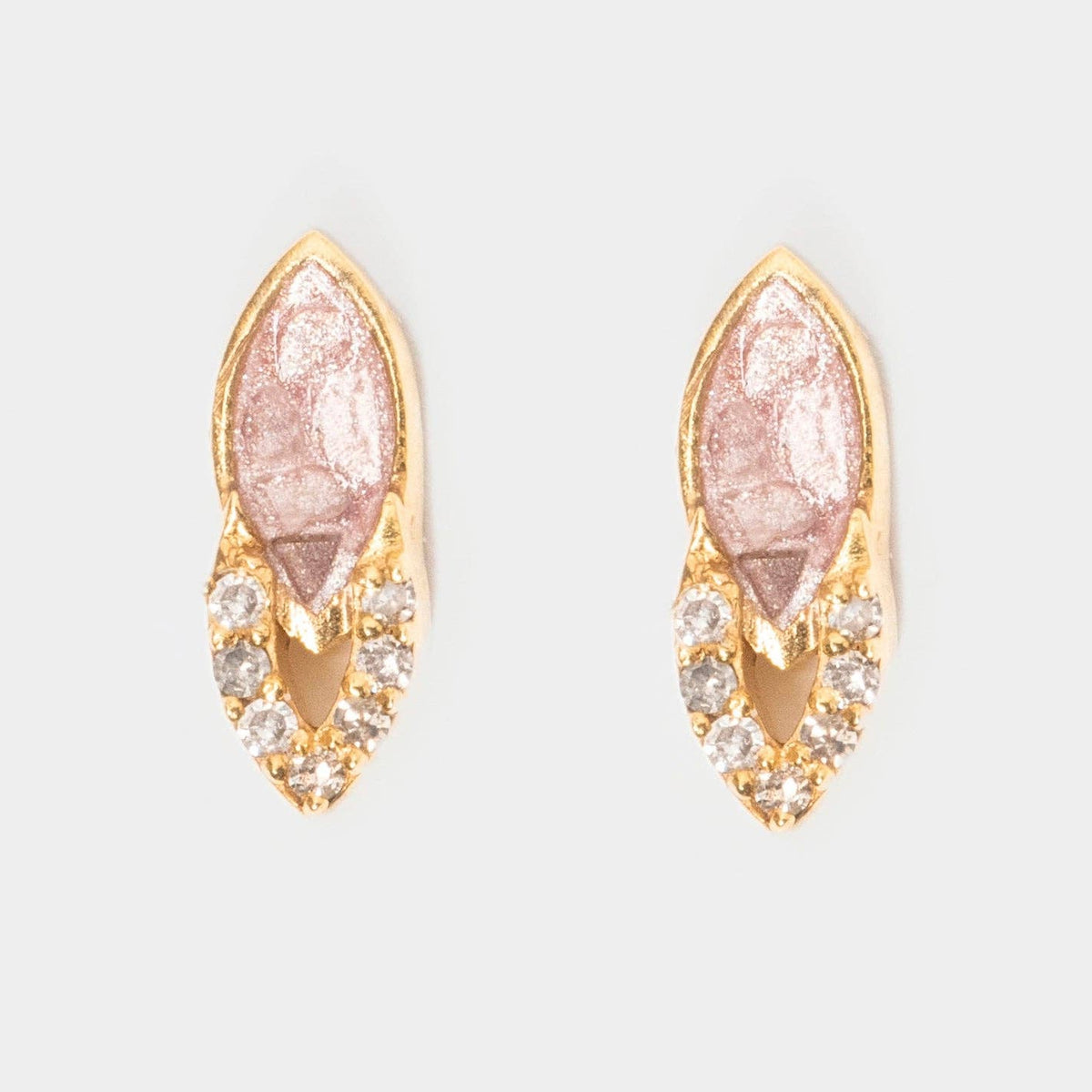 Natural Diamond Slices & Pavé Champagne Diamonds 18kt Gold Vermeil Oval Earrings