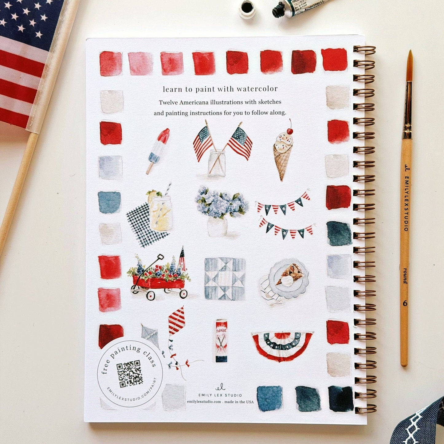 Americana Watercolor Workbook by Watercolor Artist Emily Lex