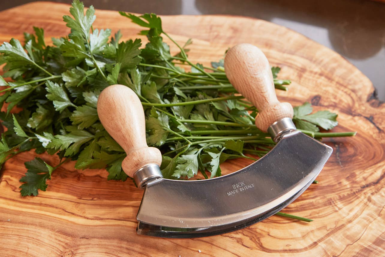 Traditional Italian Mezzaluna Double Chopper