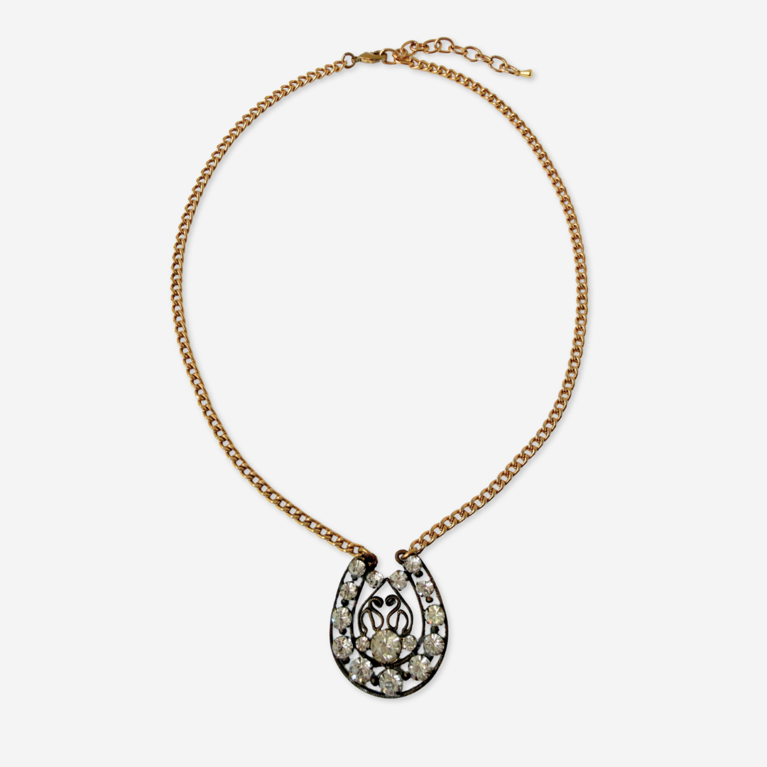 The Karolína - Refashioned Antique Czech Glass Crystal Horseshoe Necklace