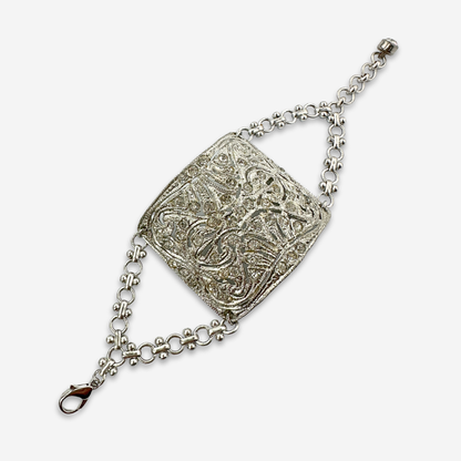 The Adelaide Bracelet - Refashioned Vintage Rhinestone With Matte Silver Chain Bracelet