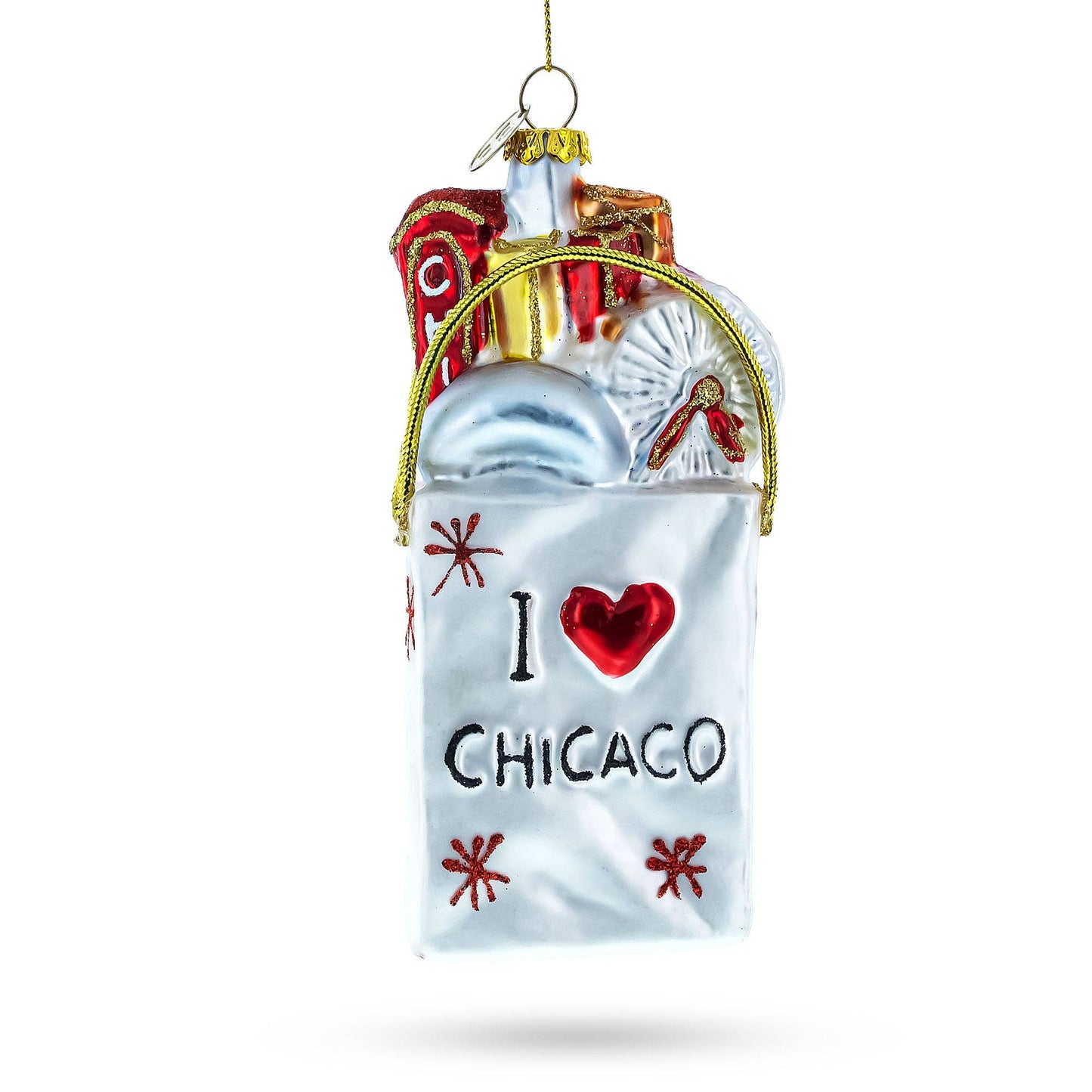 I Love Chicago Glass Ornament