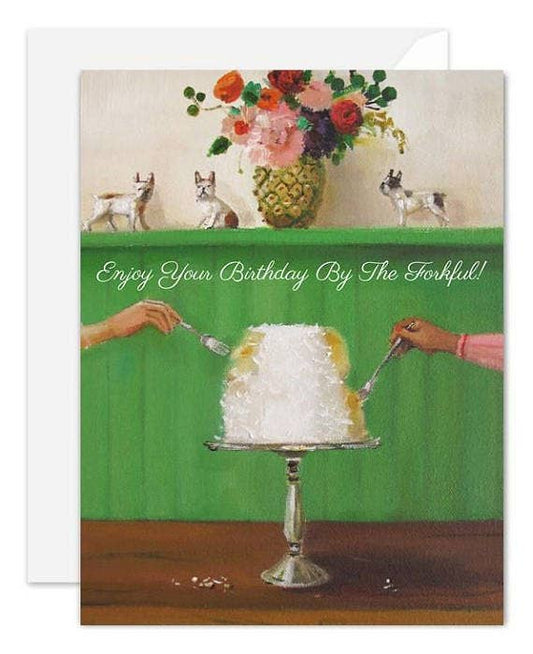 Enjoy Your Birthday By The Forkful! Card – Art Print by Janet Hill