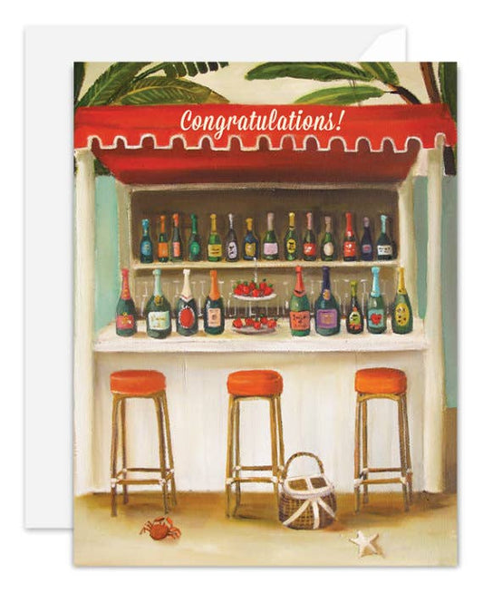 Champagne Shack Congratulations Card – Art Print by Janet Hill