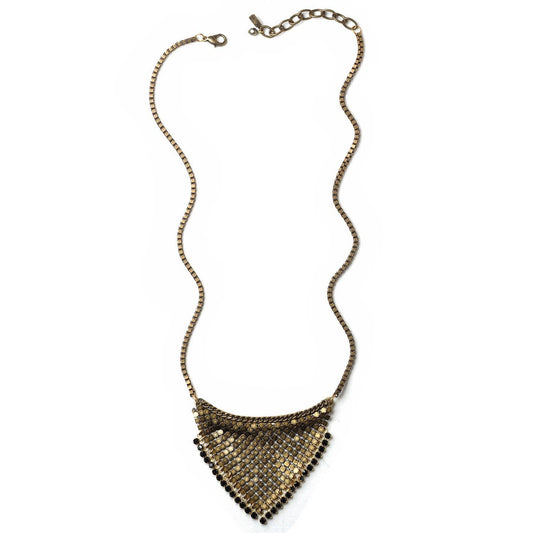 Mesh & Cabochon Rhinestone Necklace