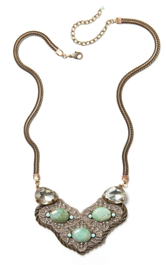 Turquoise Quartz  & Crystal Necklace
