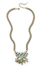 Champagne & Sky Blue Glass Cabochons & Antiqued Crystals Necklace