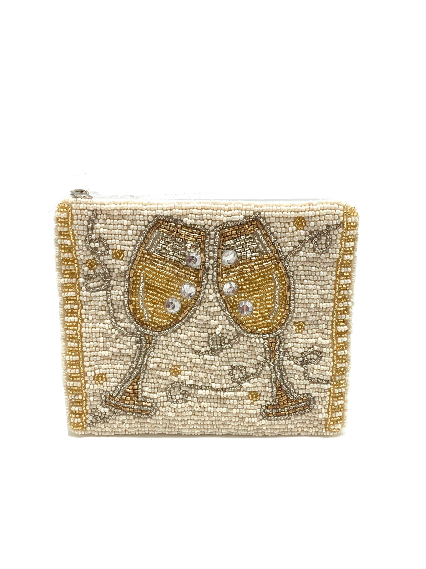 Champagne Toast Beaded Coin Purse