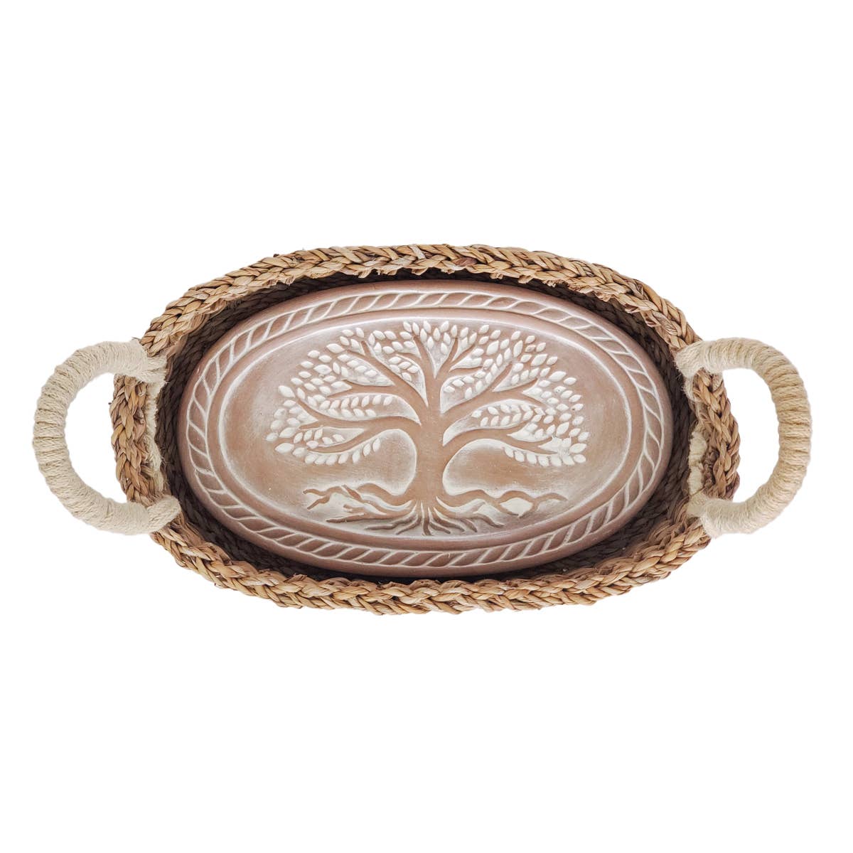 Handmade Bread Warmer & Wicker Basket - Tree of Life Oval Pattern