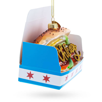 Chicago Style Hot Dog Glass Ornament