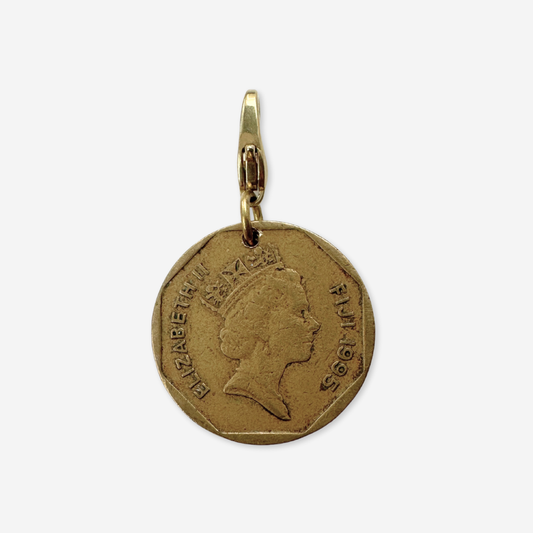 Vintage Queen Elizabeth Fiji Copper & Nickel Coin Charm