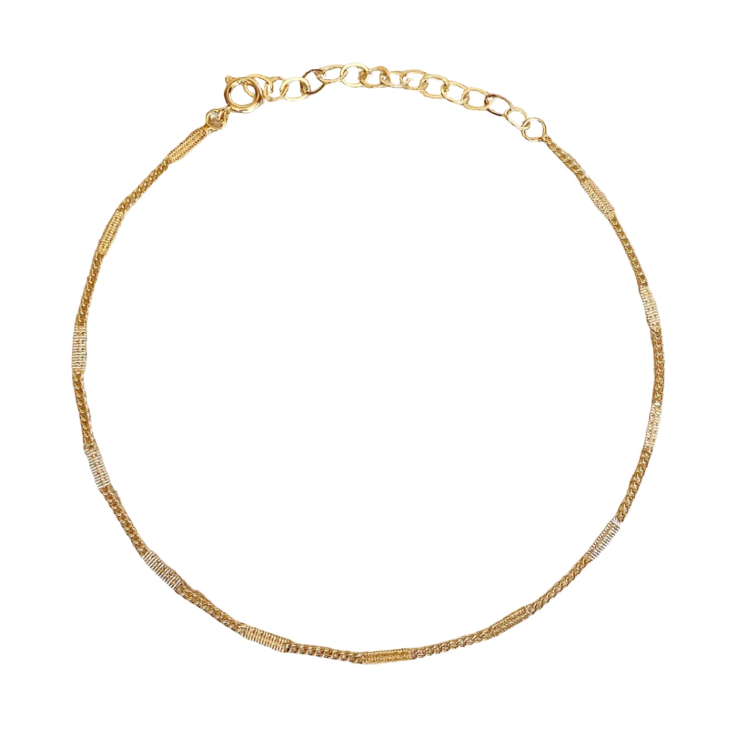 18k Gold Filled Pressed Detail Chain Anklet