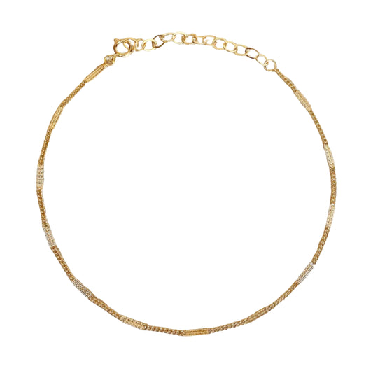 18k Gold Filled Pressed Detail Chain Anklet