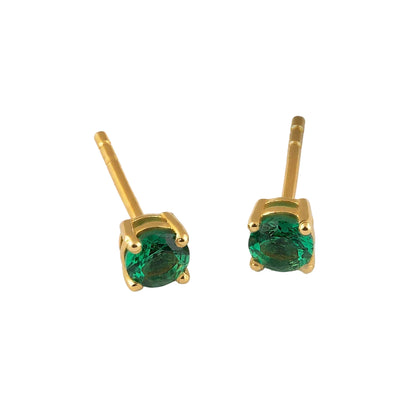 Natural Emerald 14k Gold Vermeil Stud Earrings