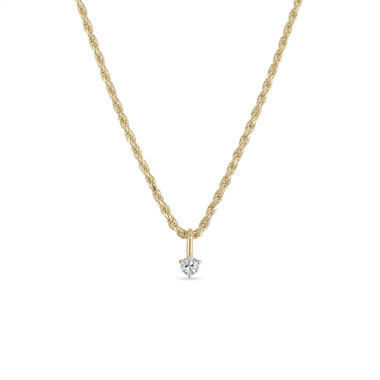 White Sapphire 14kt Gold Vermeil Rope Chain Necklace
