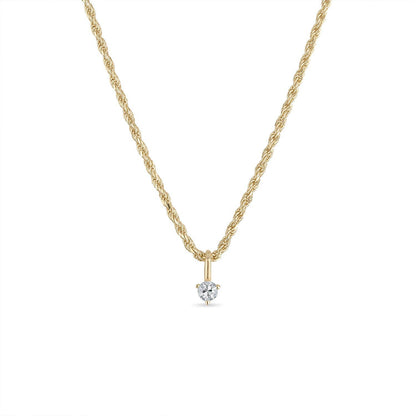 White Sapphire 14kt Gold Vermeil Rope Chain Necklace