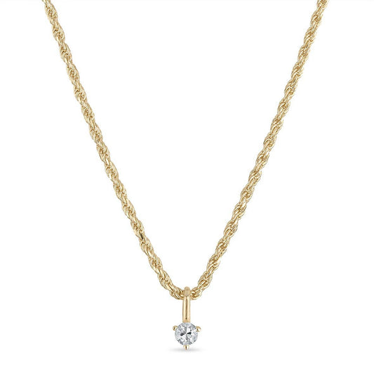 White Sapphire 14kt Gold Vermeil Rope Chain Necklace