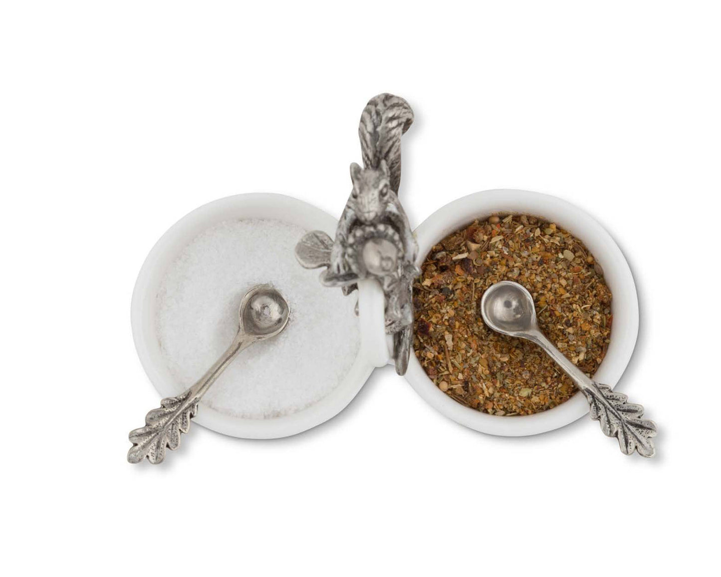 Pewter Squirrel Double Salt Cellar