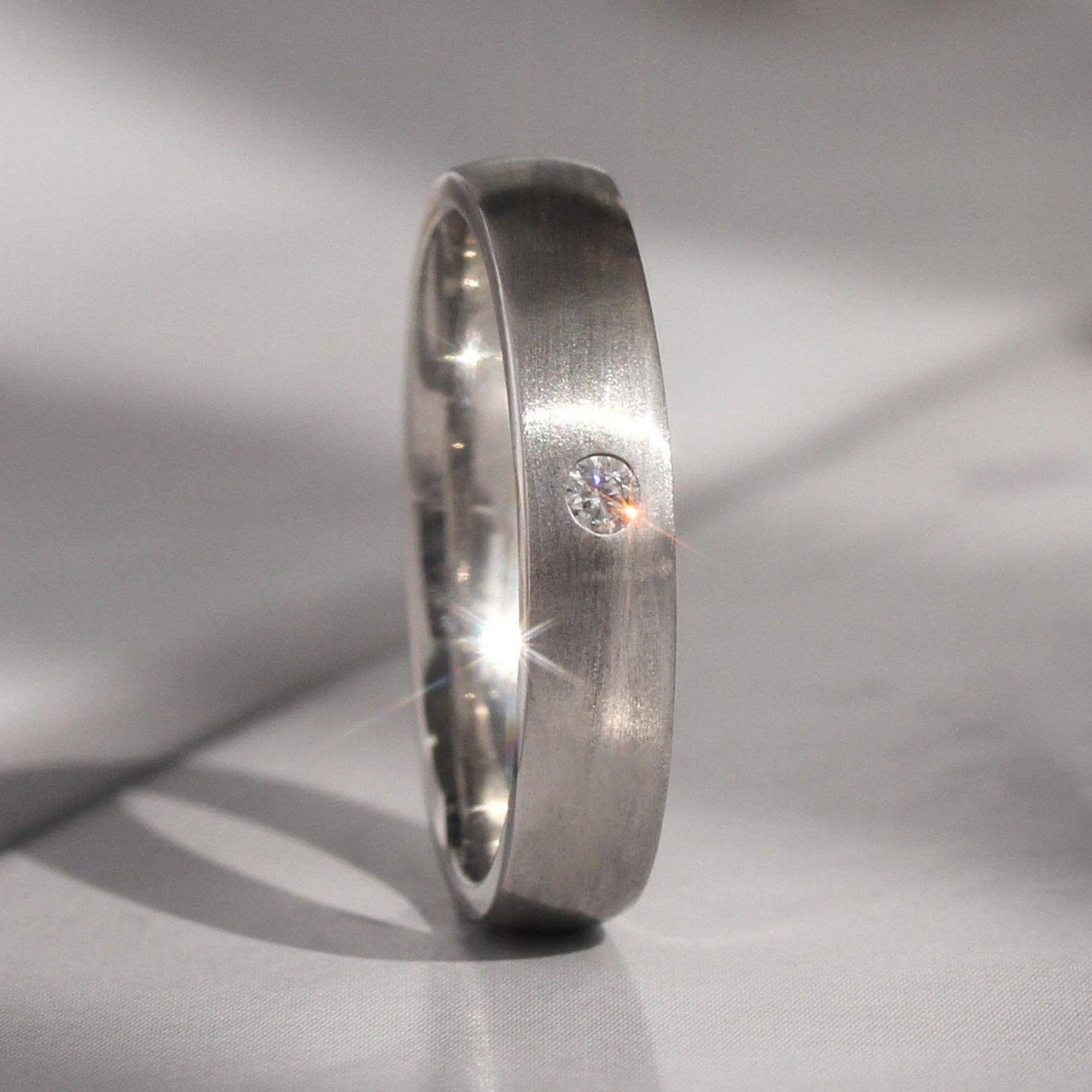 Platinum Plated Sterling Silver Moissanite Stone Ring - Size 6