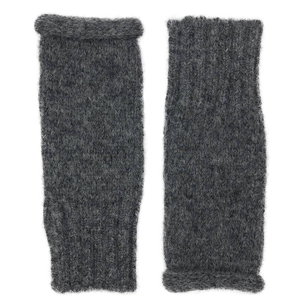 Charcoal Alpaca Fingerless Knit Gloves