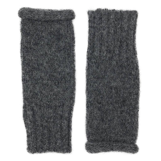 Charcoal Alpaca Fingerless Knit Gloves