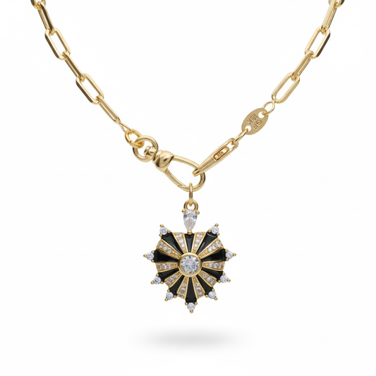 Enamel Pave Heart Charm 18kt Gold Fill Necklace
