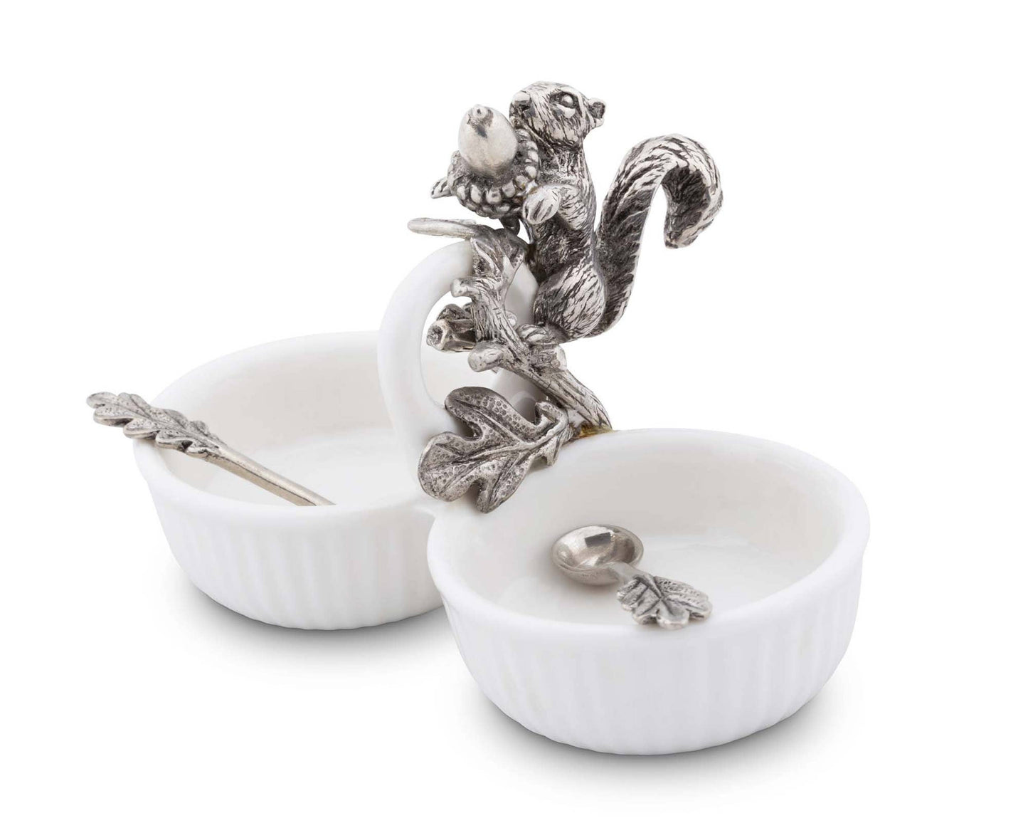 Pewter Squirrel Double Salt Cellar