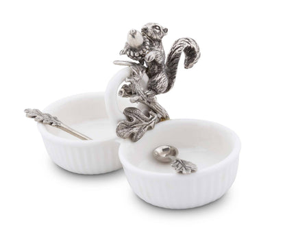 Pewter Squirrel Double Salt Cellar