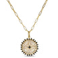 Art Deco Mother of Pearl Black Pavé 14kt Gold Vermeil Necklace