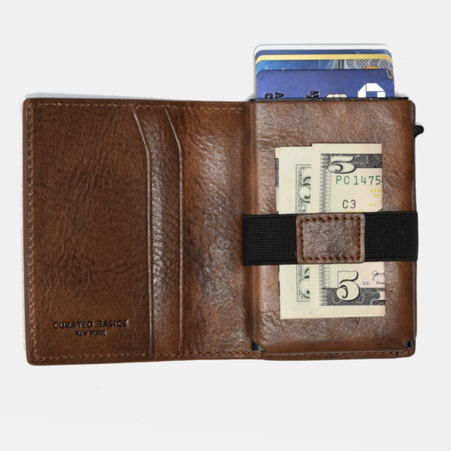 Brown Leather Smart Pop-up Wallet