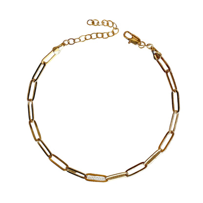 18k Gold Filled Classic Paperclip Chain Anklet