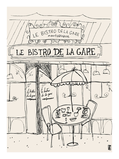 Le Bistro Paris Giclée Framed Fine Art Print by Pascale Berkowitz - Black