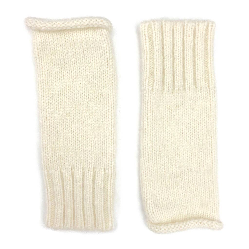 Ivory Alpaca Fingerless Knit Gloves