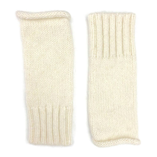 Ivory Alpaca Fingerless Knit Gloves
