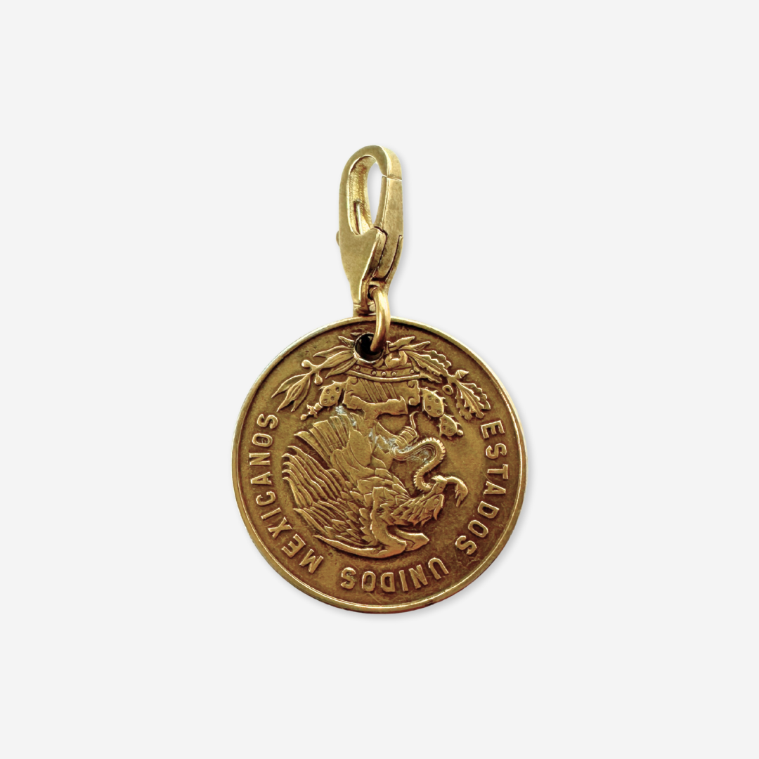 1961 Mexican 5 Centavos Coin 14kt Gold Vermeil Paper Clip Necklace