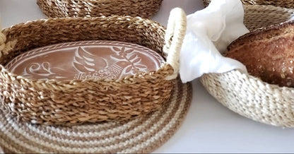 Dove & Olive Branch Handmade Bread Warmer & Wicker Basket