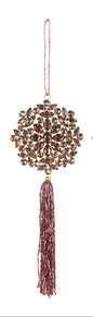 Ruby Gem Beaded Snowflake with Tassel Ornament I