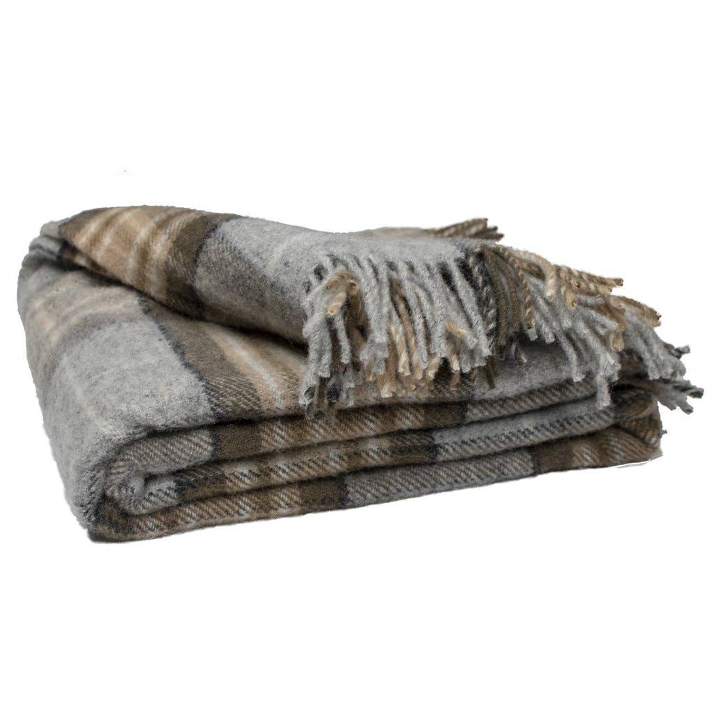 McKellar Tartan Highland Tweeds Wool Fluffy Throw - Made in England