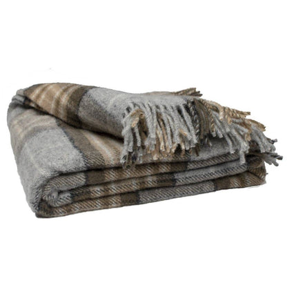 McKellar Tartan Highland Tweeds Wool Fluffy Throw - Made in England
