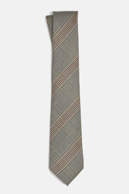 Brown Glen Plaid 100% Cotton Necktie