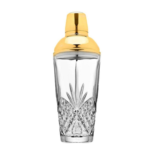 Gold Top Cut Crystal Cocktail Shaker