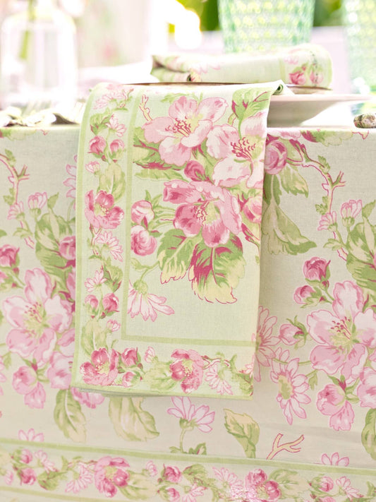 April Cornell 100% Cotton Apple Blossom Light Green Napkin Set of 4