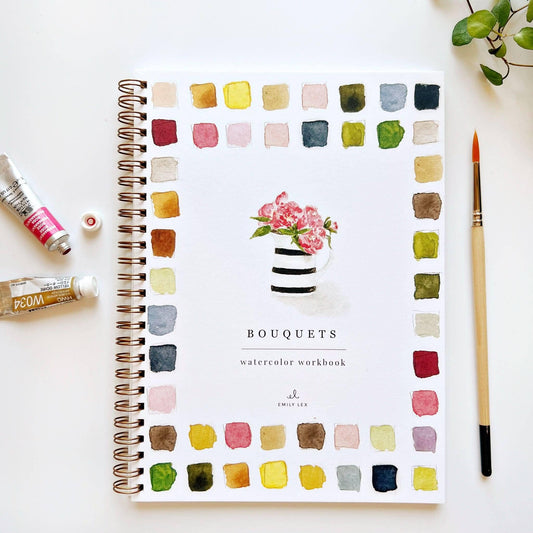 Bouquets Watercolor Workbook by Watercolor Artist Emily Lex