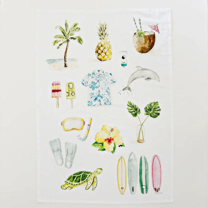 Tropical 100% Cotton Tea Towel by Watercolor Artist Emily Lex