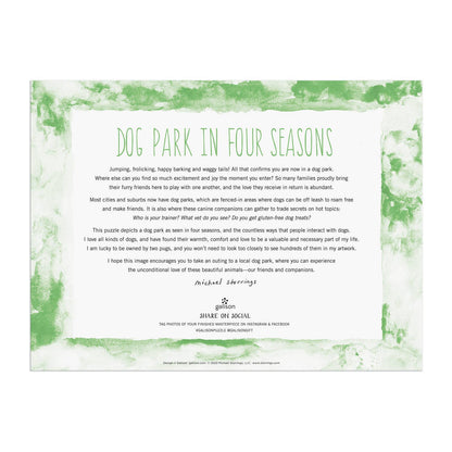 Dog Park in Four Seasons 1000 Piece Puzzle by Artist Michael Storrings