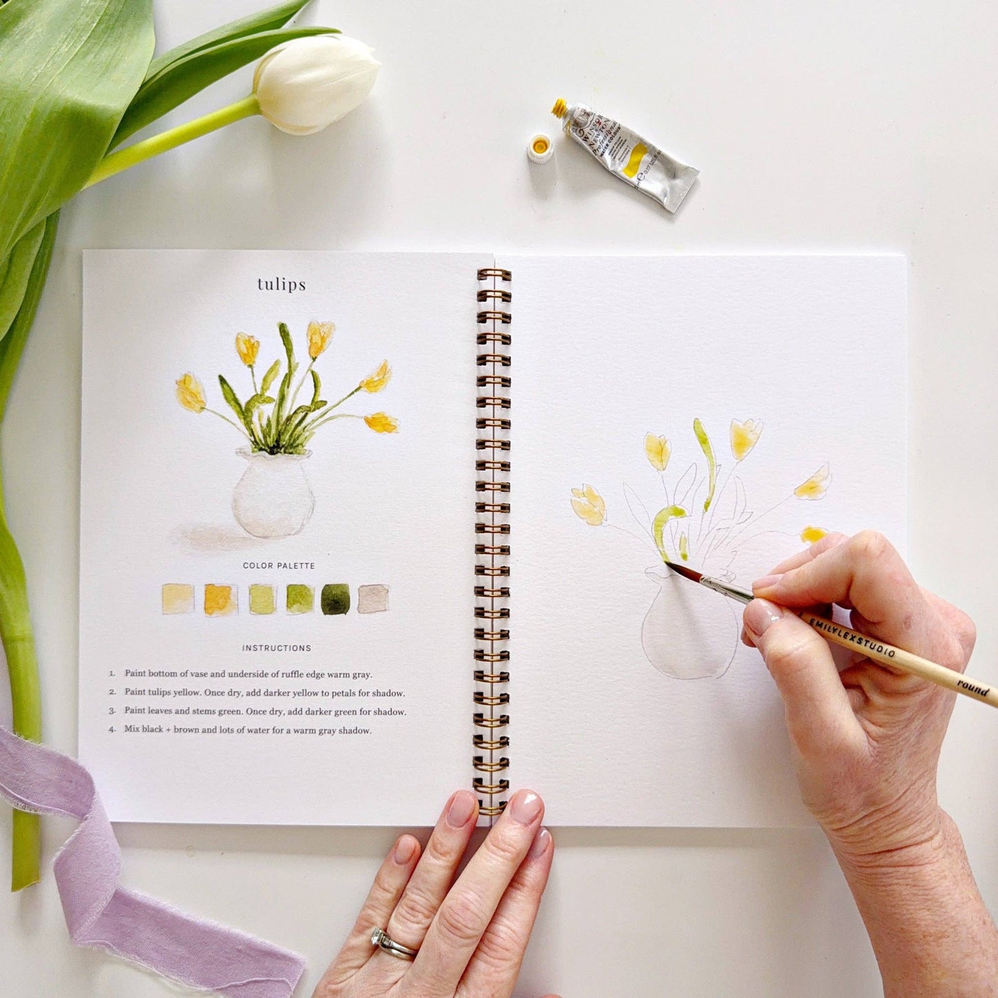 Spring Watercolor Workbook by Watercolor Artist Emily Lex