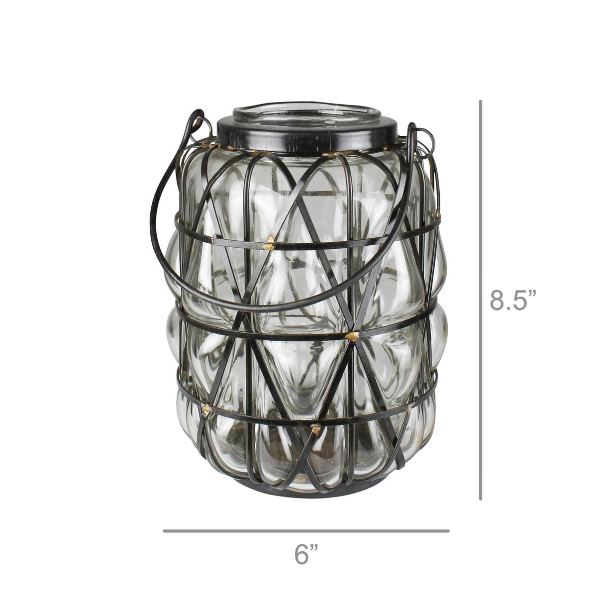 Medium Blown Glass Iron Framed Hurricane