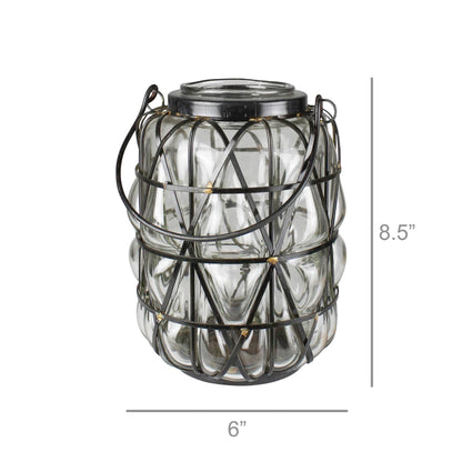 Medium Blown Glass Iron Framed Hurricane