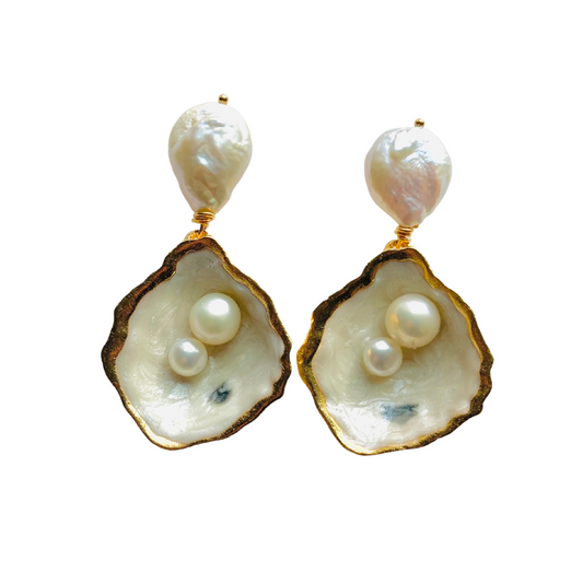 Pearl Oyster Earrings