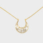 Natural Diamond Slices & Pavé Champagne Diamonds Crescent 18kt Gold Vermeil Necklace